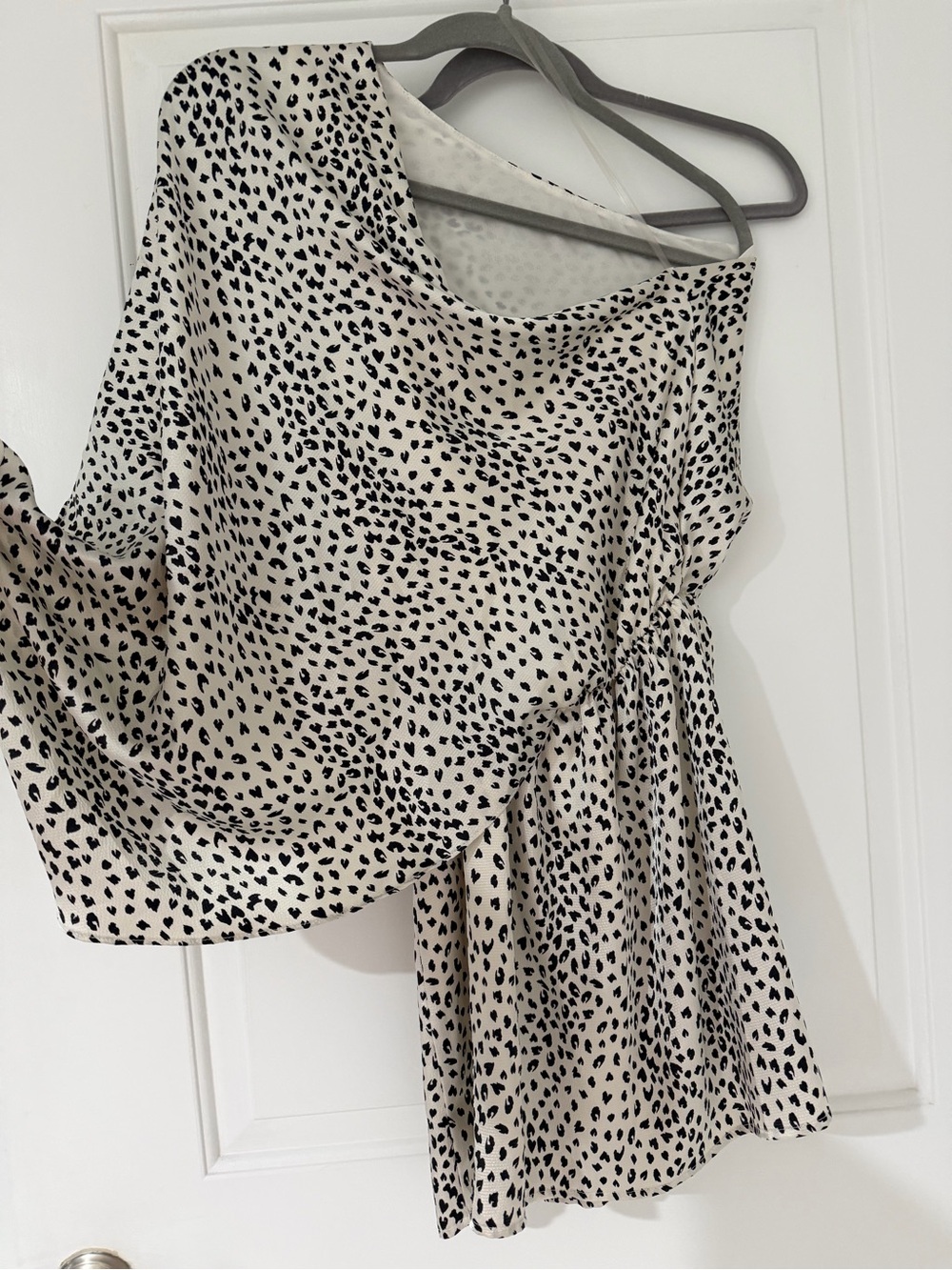 Women’s One-Shoulder Black & Cream Animal Print Dress